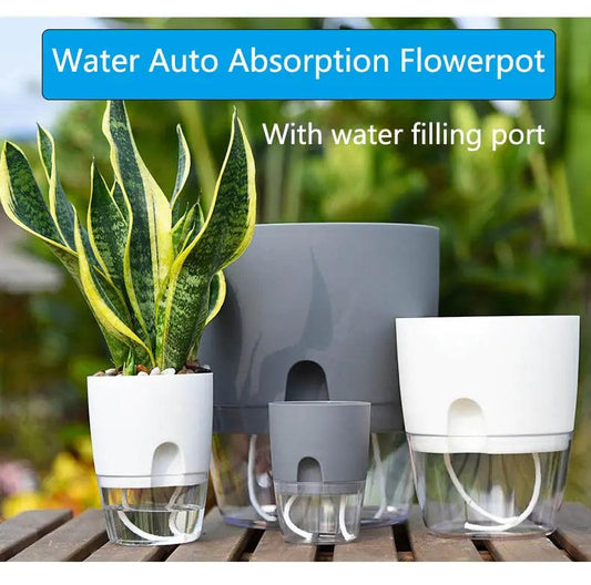 Transparent Double-Layer Self-Watering Flower Pot - fullshopping