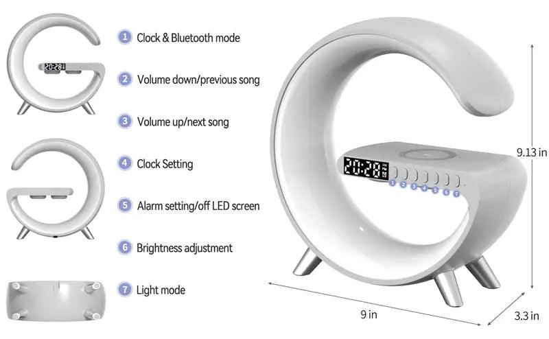 Bluetooth Speaker Wireless Charger Lamp - fullshopping