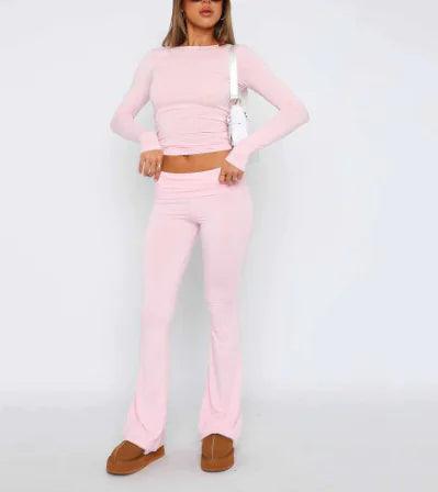 Solid Flare Pants - fullshopping