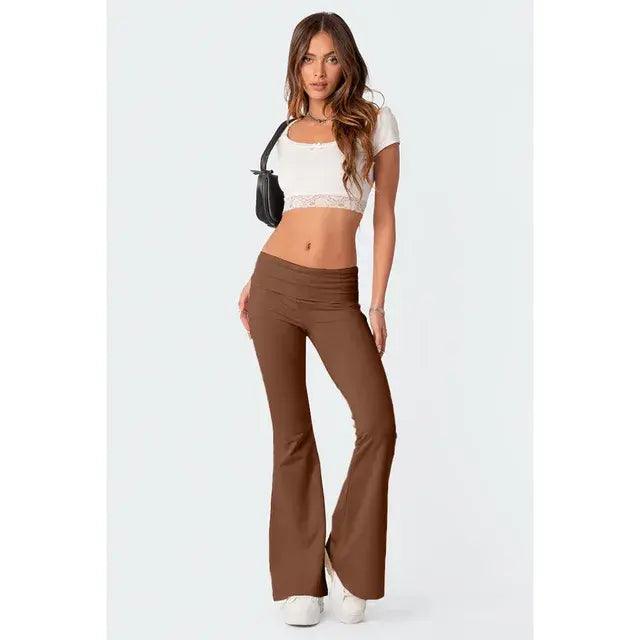 Solid Flare Pants - fullshopping