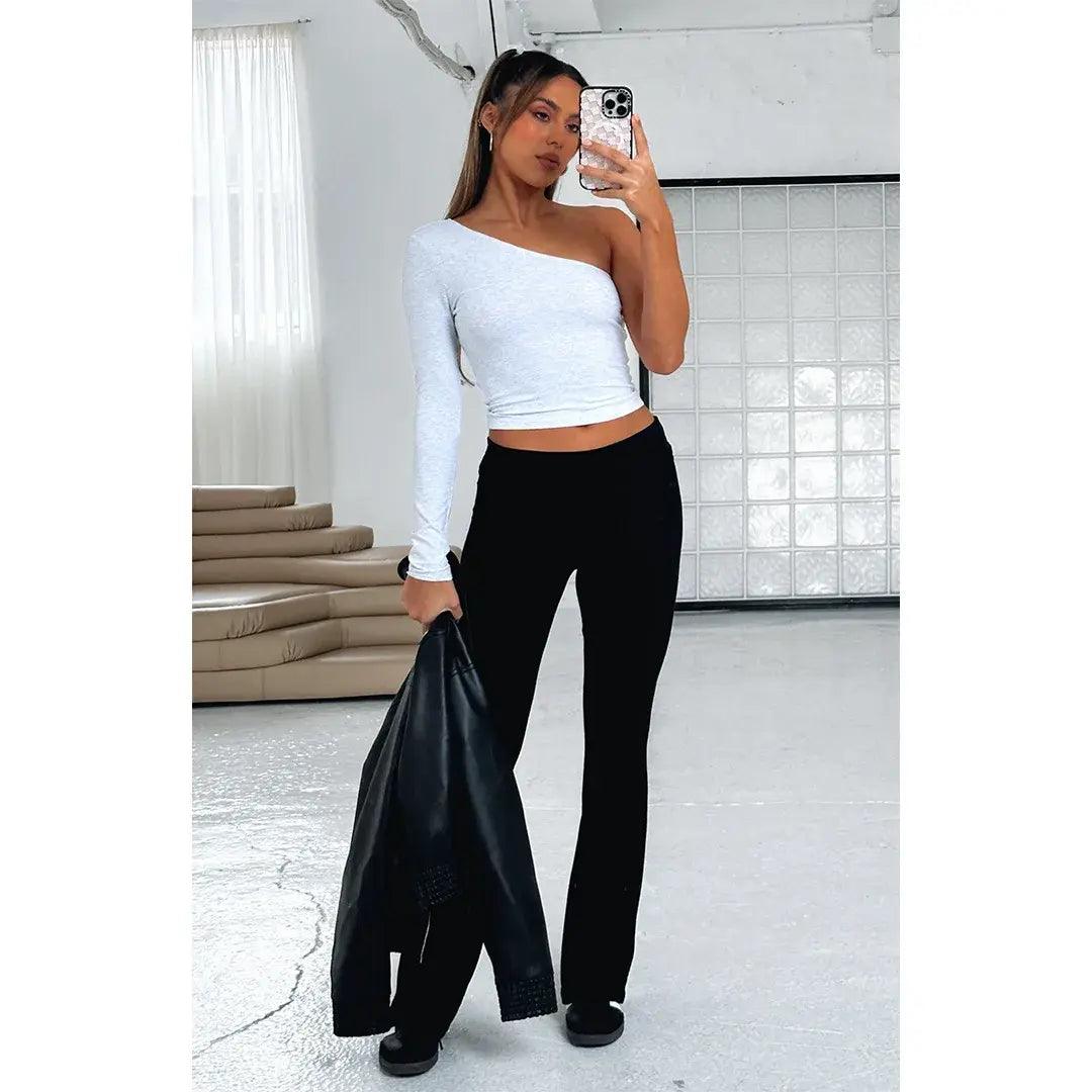 Solid Flare Pants - fullshopping